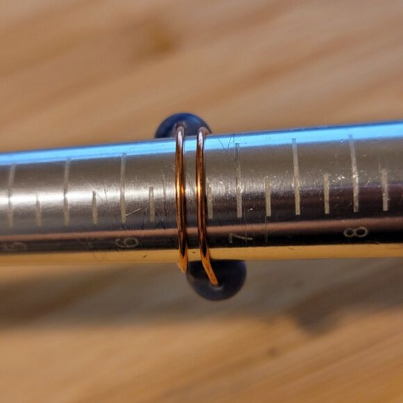 Handmade K2 Jasper and Blue Aventurine Copper Wire Wrapped Ring Non-Adjustable - Picture 2 of 4